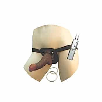 Afro American Whopper 8" Vibrating Dong With Universal Harness